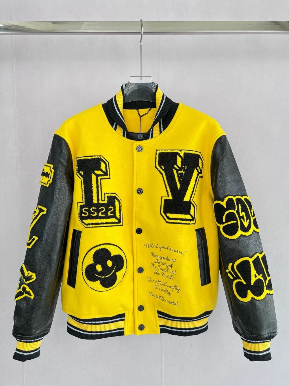 Louis Vuitton Yellow and Black Varsity Jacket with Graphic Patches